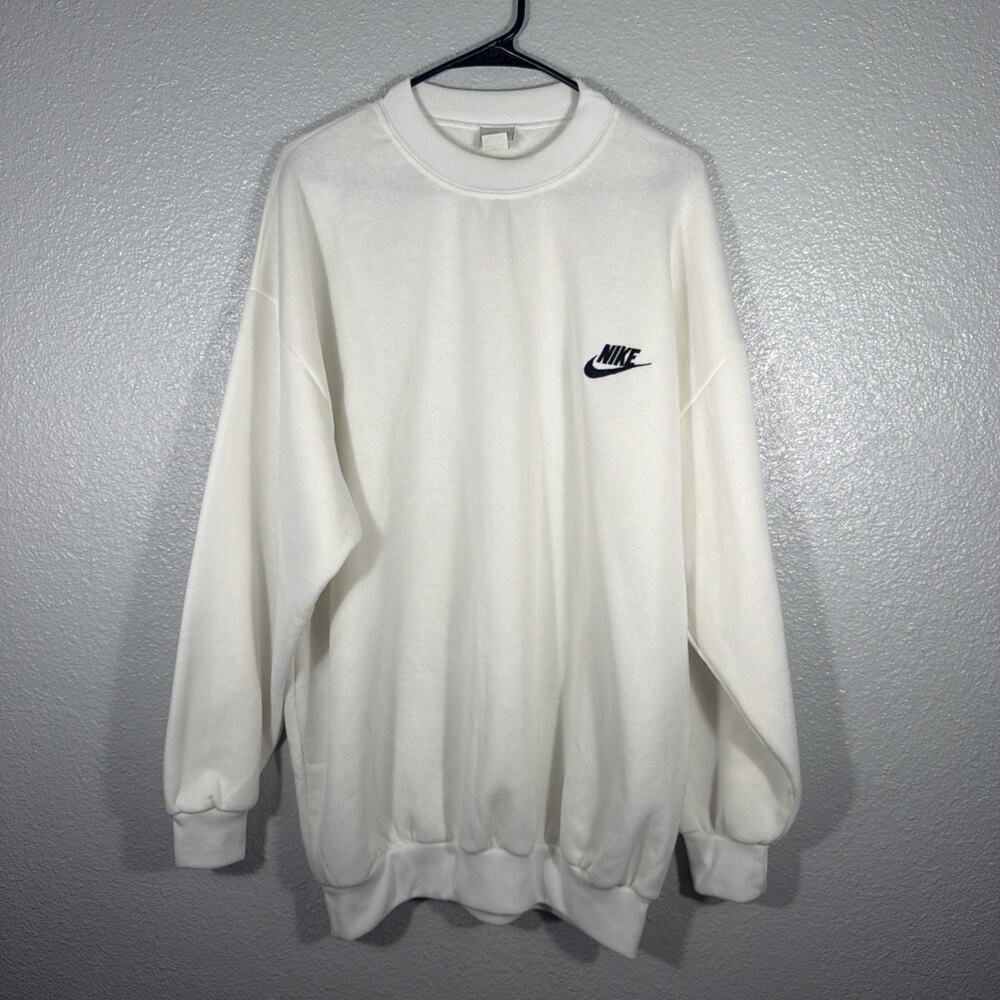 Vtg 90s Nike Spell Out White Tag Mens Crewneck Sweatshirt Size XL White Rare